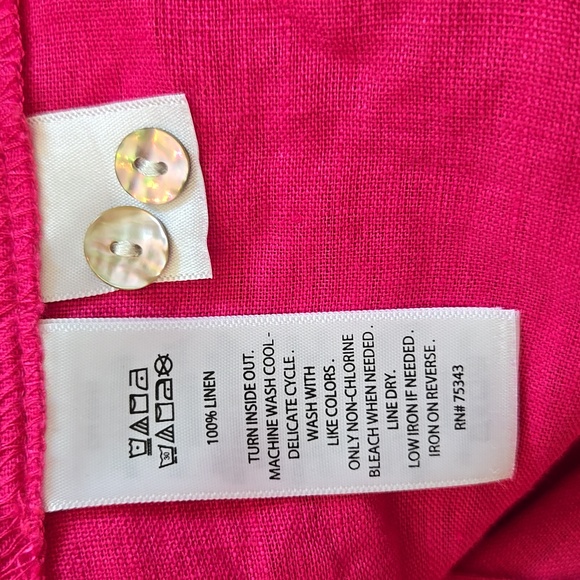 Rachel Zoe Linen Magenta Bitton Down Top - Picture 6 of 7